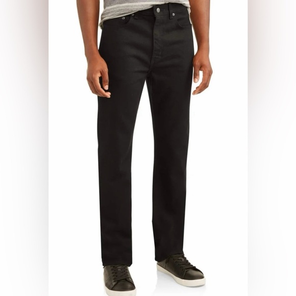 George Other - George Men’s Regular Fit Black Straight-Leg Jeans NWT 34x30